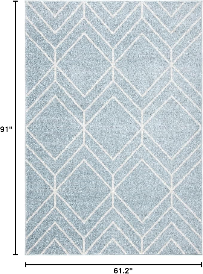 SAFAVIEH Adirondack Collection Area Rug - 5'1" x 7'6", Blue & Ivory, Modern Geometric Design, Non-Shedding & Easy Care, Ideal for High Traffic Areas in Living Room, Bedroom (ADR241M)