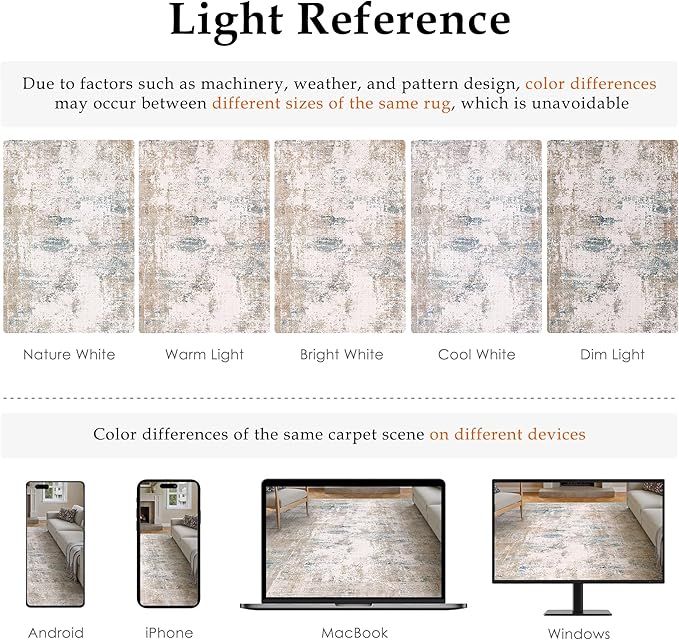 10x14 Washable Area Rug Beige Blue Neutral Abstract Living Room Bedroom Large Throw Rug Non Slip Soft Low Pile Indoor Floor Carpet for Dining Room Kitchen Office Entryway