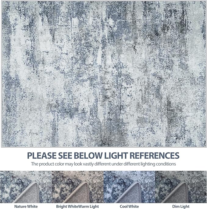 5x7 Area Rugs for Living Room Rug Washable: Abstract Tumble Large Rug for Dining Room Bedroom Carpet Non Slip 5 by 7 Indoor Modern Nursery Home Office Alfombras para Salas Modernas Blue Grey
