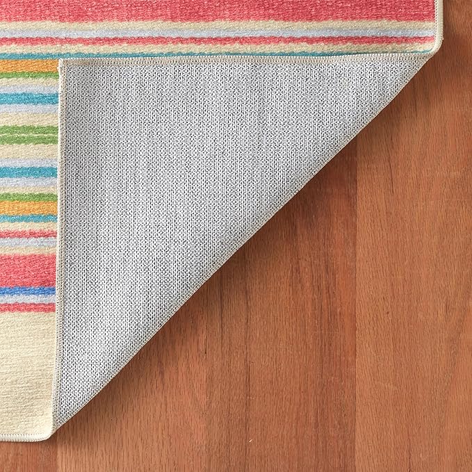 Dash & Albert Cady Stripe Multi Machine Washable Rug, 2 X 3 Feet, Multicolored Stripe Pattern - Premium Luxury Hotel Quality Soft Breathable Hypoallergenic Machine Washable Easy Care All Season