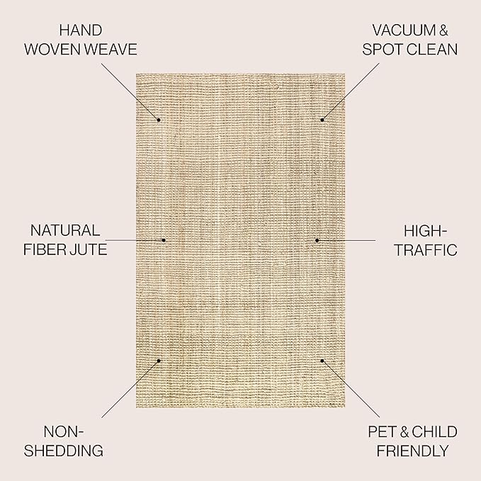 JONATHAN Y Hiro Hand Woven Chunky Jute Ivory Indoor Area Rug, 3x5, Bohemian, Transitional, Easy-Cleaning for Living Room, Bedroom, Kitchen, Pet Friendly, Non-Shedding (NFR103A-3)