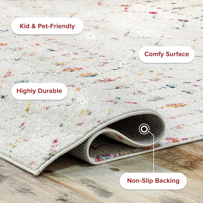 nuLOOM Oval 3x5 Moroccan Blythe Area Rug, Light Multicolor, Faded Bohemian Design, Stain Resistant, For Bedroom, Dining Room, Living Room, Hallway, Office, Kitchen, Entryway