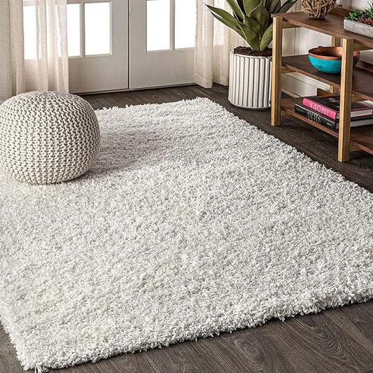 JONATHAN Y Mercer Shag Plush White Indoor Area Rug, 8x10, Transitional, Modern, Easy-Cleaning for Living Room, Bedroom, Kitchen, Pet Friendly, Non-Shedding (MCR106A-8)