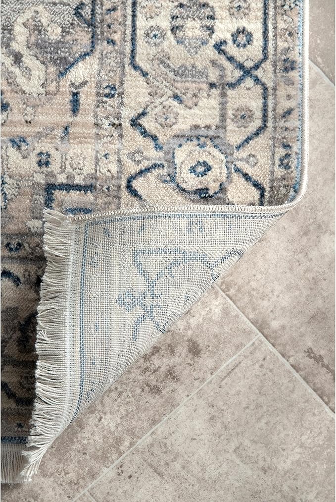 nuLOOM Harriet Vintage Medallion Fringe Area Rug - 2x8 Runner Rug Traditional Grey/Multicolor Rugs for Living Room Bedroom Dining Room Entryway Hallway Kitchen