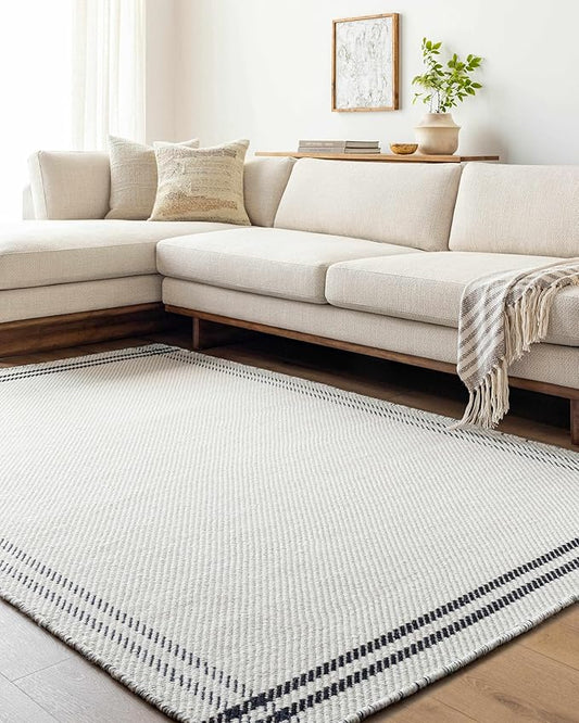 Mark&Day Wool Rugs, 4x6 Janmichael Cottage Light Silver/Black Area Rug, Silver Black Carpet for Living Room, Bedroom or Kitchen (3'6" x 5'6")