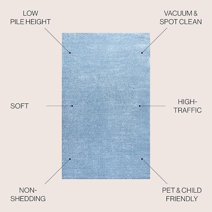 JONATHAN Y Haze Solid Low-Pile Classic Blue Indoor Area Rug 6x9, Coastal,Bohemian,Minimalist,Classic, Easy-Cleaning for Living Room,Bedroom,Kitchen,Pet Friendly,Non-Shedding (SEU100F-6)