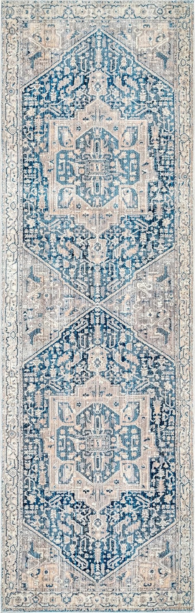 nuLOOM Harriet Vintage Medallion Fringe Area Rug - 2x8 Runner Rug Traditional Grey/Multicolor Rugs for Living Room Bedroom Dining Room Entryway Hallway Kitchen