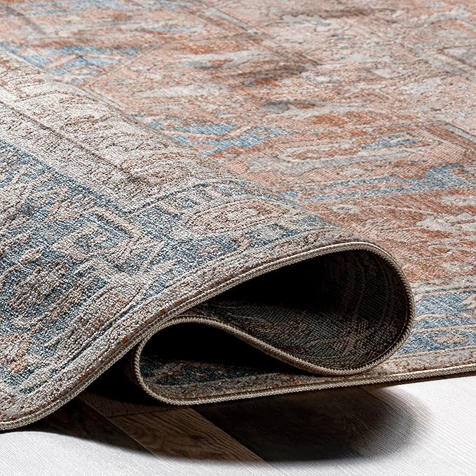 nuLOOM Harriet Vintage Medallion Fringe Area Rug - 3x5 Accent Rug Traditional Blue/Multicolor Rugs for Living Room Bedroom Dining Room Entryway Kitchen