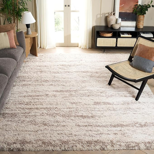 SAFAVIEH Area Rug 8x10 - Hudson Shag Collection - Large - Ivory & Beige, Non-Shedding & Easy Cleaning, Ultra Plush Thick Pile, Ideal for Living Room, Bedroom, Dining Space (SGH206B)