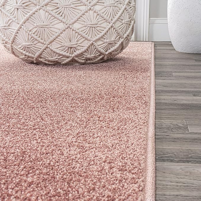 Eyely UES100P-5SQ Supersoft Haze Solid Low-Pile Indoor Area Rug Casual;Contemporary;Solid;Traditional, Bedroom, Kitchen, Living Room, Easy-Cleaning, Non-Shedding, 5' Square, Pink