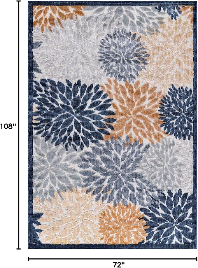 CAMILSON Indoor Outdoor Rug, Multi Color 6?셹9??Floral Exotic Tropical Area Rugs for Indoor and Outdoor patios, Easy-Cleaning Non-Shedding Living Room, Garden and Kitchen Washable Outside Carpet (6x9)