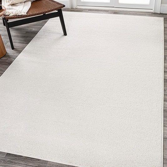 Eyely UES100T-8 Supersoft Haze Solid Low-Pile Indoor Area Rug Casual;Contemporary;Solid;Traditional, Bedroom, Kitchen, Living Room, Easy-Cleaning, Non-Shedding, 8 X 10, Cream