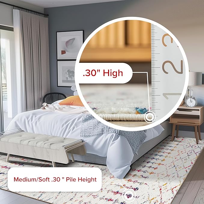 nuLOOM Oval 3x5 Moroccan Blythe Area Rug, Light Multicolor, Faded Bohemian Design, Stain Resistant, For Bedroom, Dining Room, Living Room, Hallway, Office, Kitchen, Entryway