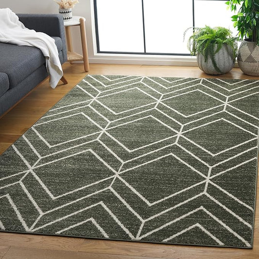 SAFAVIEH Area Rug 6x8 - Adirondack Collection - Dark Green & Ivory, Modern Geometric Design, Non-Shedding & Easy Cleaning, Ideal for Living Room, Bedroom, Dining Space (ADR241X)