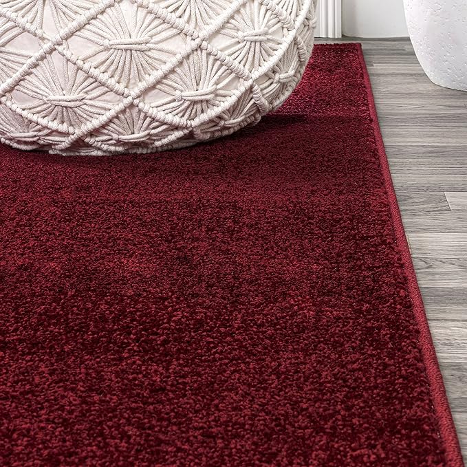 Eyely UES100Q-6SQ Supersoft Haze Solid Low-Pile Indoor Area Rug, Coastal, Bohemian, Minimalist, Classic, Casual for Bedroom,Kitchen,Living Room,Non Shedding,Easy-Washing, Red, 6' Square