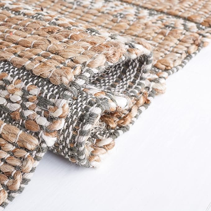 SAFAVIEH Area Rug 8x10 - Natural Fiber Collection - Large - Olive & Natural, Handmade Jute & Cotton Flat Weave, Stripe Pattern, Ideal for Living Room, Bedroom, Dining Space (NFB655X)