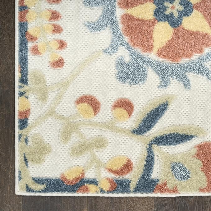 Nourison Aloha Grey Multicolor 9' x 12' Area Rug - Easy Clean, Non Shedding, Bed Room, Living Room, Dining Room, Kitchen (9' x 12')