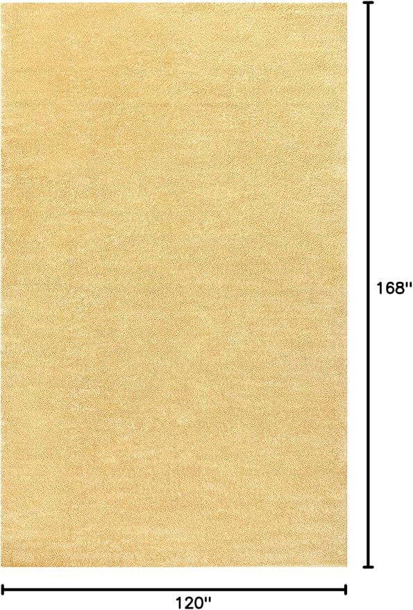 Eyely UES100B-14 Supersoft Haze Solid Low-Pile Indoor Area Rug, Coastal, Bohemian, Minimalist, Classic, Casual for Bedroom,Kitchen,Living Room,Non Shedding,Easy-Washing, Yellow, 10 X 14
