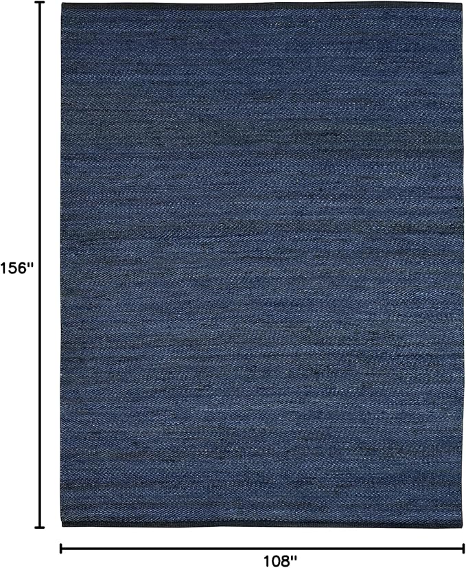 Antep Rugs Natural 9x13 Indoor Hand Woven Fiber Jute Area Rug (Navy Blue, 9' x 13')