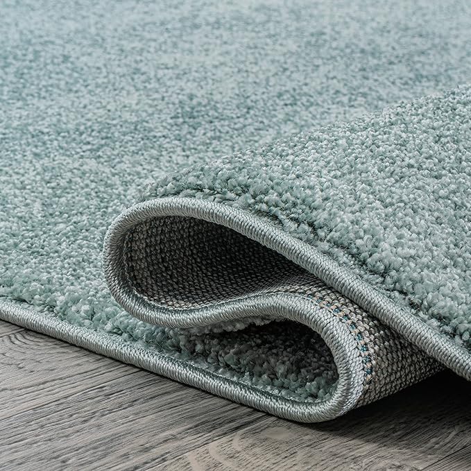 Eyely UES100S-5R Supersoft Haze Solid Low-Pile Indoor Area Rug Casual;Contemporary;Solid;Traditional, Bedroom, Kitchen, Living Room, Easy-Cleaning, Non-Shedding, 5' Round, Light Blue