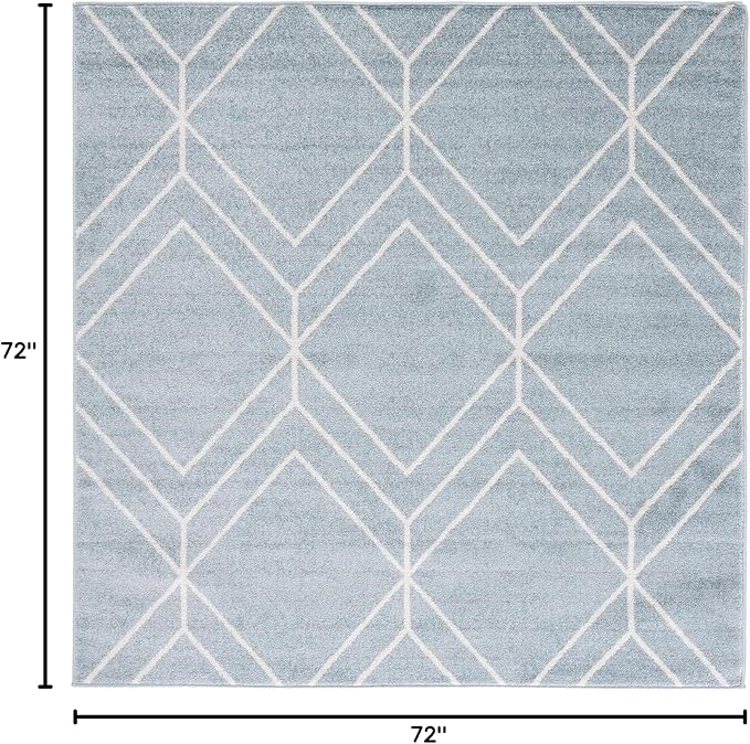 SAFAVIEH Adirondack Collection Area Rug - 6' Square, Blue & Ivory, Modern Geometric Design, Non-Shedding & Easy Care, Ideal for High Traffic Areas in Living Room, Bedroom (ADR241M)