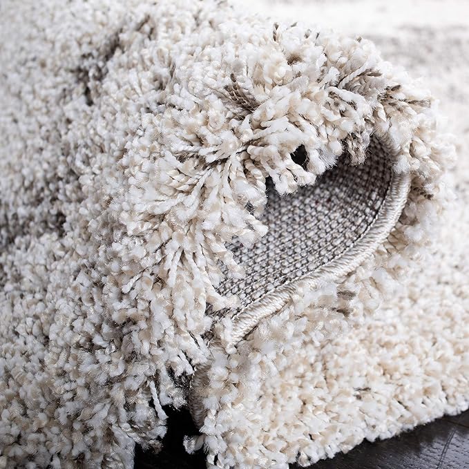 SAFAVIEH Area Rug 8x10 - Hudson Shag Collection - Large - Ivory & Grey, Non-Shedding & Easy Cleaning, Ultra Plush Thick Pile, Ideal for Living Room, Bedroom, Dining Space (SGH205A)