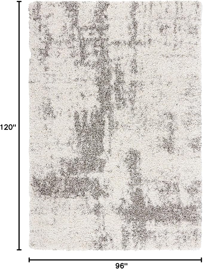 SAFAVIEH Area Rug 8x10 - Hudson Shag Collection - Large - Ivory & Grey, Non-Shedding & Easy Cleaning, Ultra Plush Thick Pile, Ideal for Living Room, Bedroom, Dining Space (SGH205A)