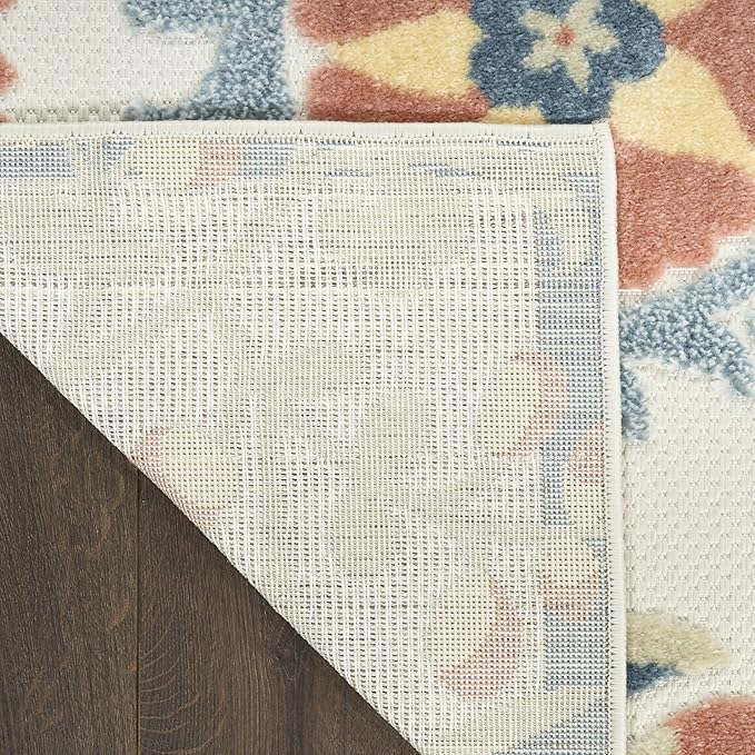 Nourison Aloha Grey Multicolor 9' x 12' Area Rug - Easy Clean, Non Shedding, Bed Room, Living Room, Dining Room, Kitchen (9' x 12')