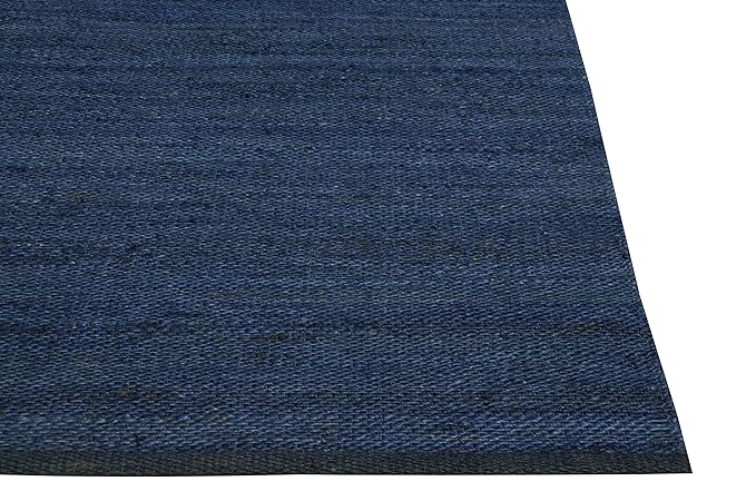 Antep Rugs Natural 8x10 Indoor Hand Woven Fiber Jute Area Rug (Navy Blue, 7'10" x 10')