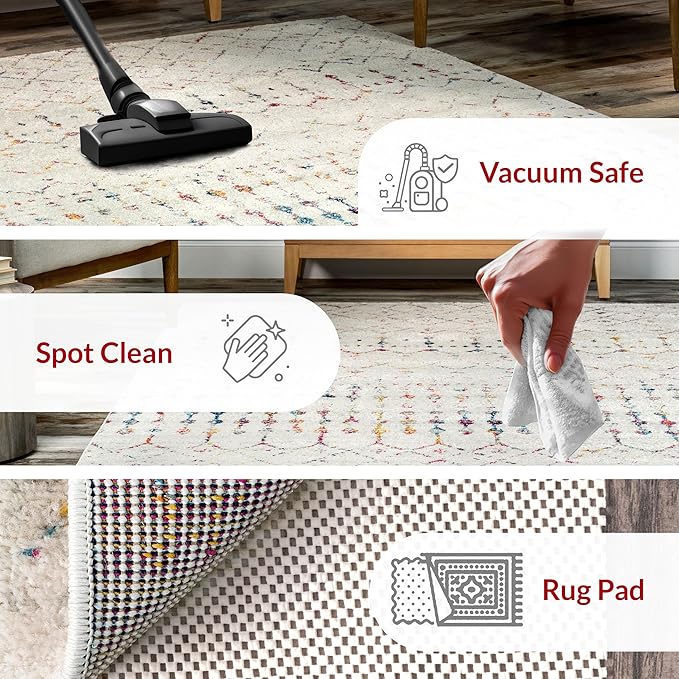 nuLOOM Oval 3x5 Moroccan Blythe Area Rug, Light Multicolor, Faded Bohemian Design, Stain Resistant, For Bedroom, Dining Room, Living Room, Hallway, Office, Kitchen, Entryway