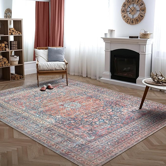 Bloom Rugs Washable Non-Slip 8' x 10' Rug - Multicolor Traditional Medallion Area Rug for Living Room, Bedroom, Dining Room, and Kitchen - Exact Size: 8' x 10'