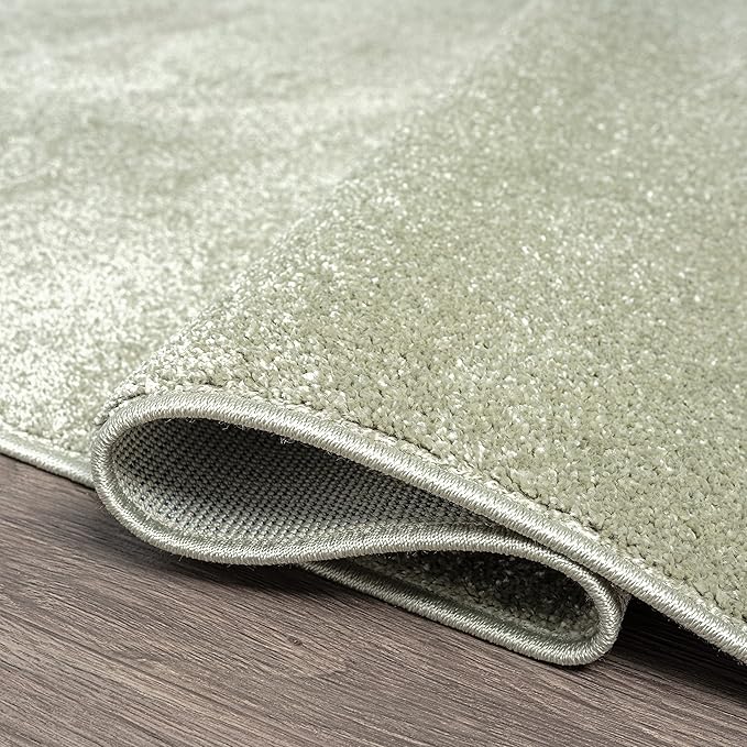 Eyely UES100O-14 Supersoft Haze Solid Low-Pile Indoor Area Rug, Coastal, Bohemian, Minimalist, Classic, Casual for Bedroom,Kitchen,Living Room,Non Shedding,Easy-Washing, Green, 10 X 14