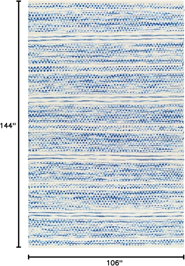 Mark&Day Wool Rugs, 9x12 Marie Global Dark Blue Area Rug, Blue Beige Carpet for Living Room, Bedroom or Kitchen (8'10" x 12')