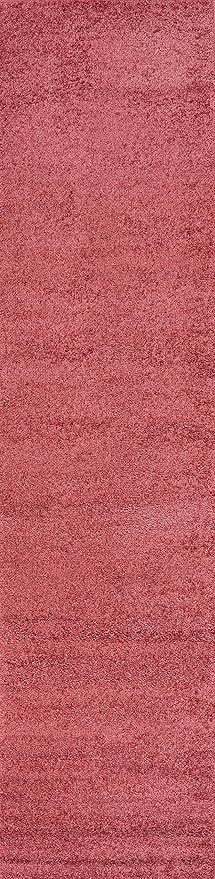 Eyely UES100E-212 Supersoft Haze Solid Low-Pile Indoor Runner Rug, Coastal, Bohemian, Minimalist, Classic, Casual for Bedroom,Kitchen,Living Room,Non Shedding,Easy-Washing, Red, 2 X 12