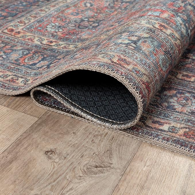 Bloom Rugs Washable Non-Slip 10 ft Runner - Multicolor Traditional Medallion Runner for Entryway, Hallway, Bathroom, and Kitchen - Exact Size: 2.5' x 10'