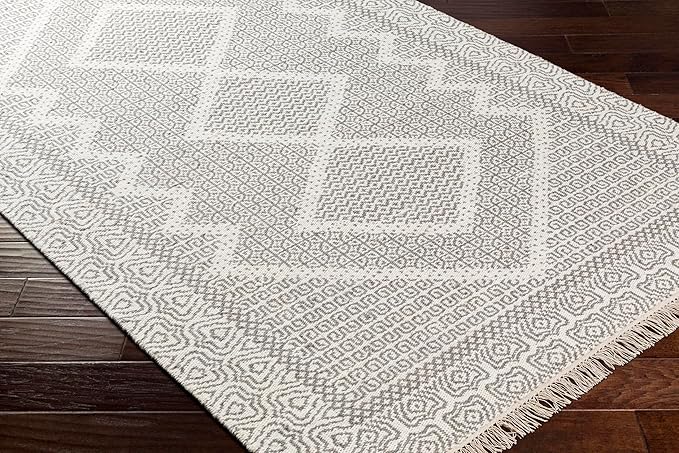 Mark&Day Wool Rugs, 2x8 Nishnabotny Cottage Light Gray Runner Area Rug, Grey Beige Carpet for Hallway, Kitchen, Bedroom or Living Room (2'6" x 8' Runner)