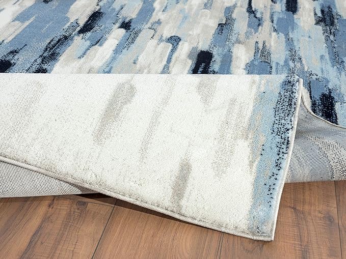 Abani Rugs Blue & Beige Abstract 7'9" X 10'2" Area Rug - Porto Collection Contemporary Style Accent Rug