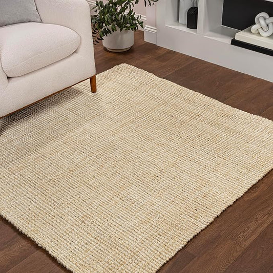 JONATHAN Y Hiro Hand Woven Chunky Jute Ivory 6x6 Square Indoor Area Rug, Bohemian, Transitional, Easy-Cleaning for Living Room, Bedroom, Kitchen, Pet Friendly, Non-Shedding (NFR103A-6SQ)