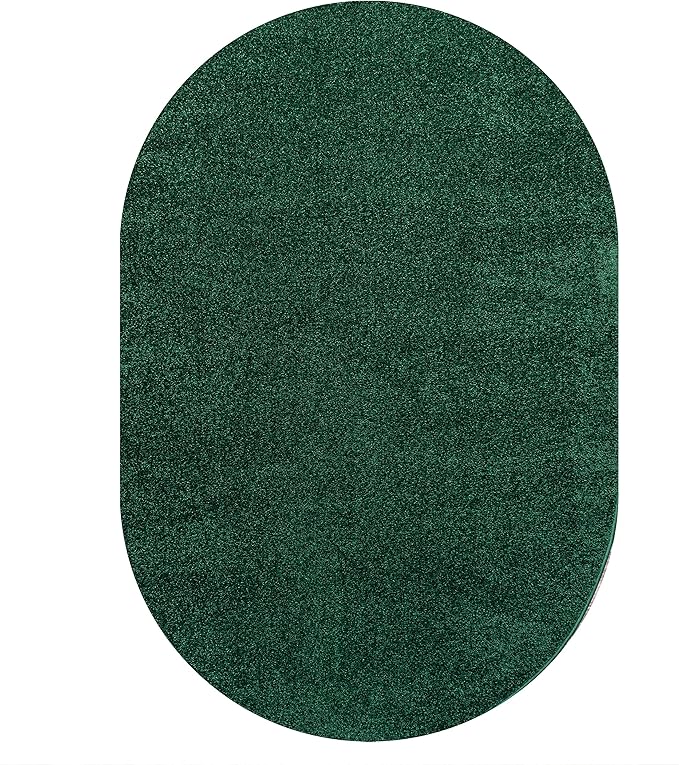 Eyely UES100L-5OV Supersoft Haze Solid Low-Pile Indoor Area Rug, Coastal, Bohemian, Minimalist, Classic, Casual for Bedroom,Kitchen,Living Room,Non Shedding,Easy-Washing, Green, 5 X 8 Oval