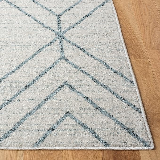 Safavieh Adirondack Collection Area Rug - 8' Round, Grey/Blue, Geometric Design, Ideal for High Traffic Areas in Living Room, Bedroom, Dining (ADR241K)