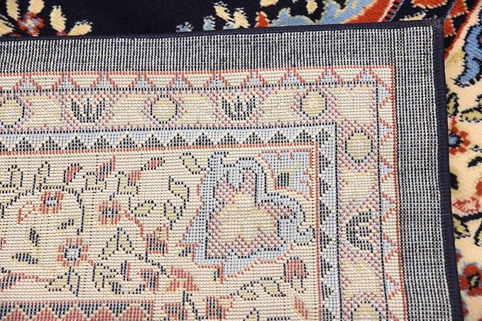 Unique Loom Reza Collection Traditional Persian Style Area Rug, 8' 0" x 8' 0", Navy Blue/Ivory