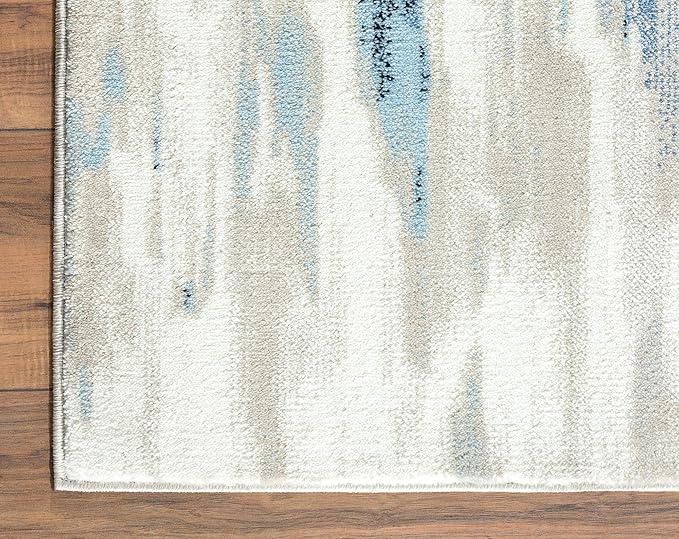 Abani Rugs Blue & Beige Abstract 7'9" X 10'2" Area Rug - Porto Collection Contemporary Style Accent Rug