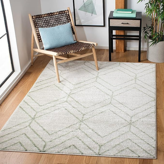 SAFAVIEH Adirondack Collection Accent Rug - 4' x 6', Ivory & Sage, Modern Geometric Design, Non-Shedding & Easy Care, Ideal for High Traffic Areas in Entryway, Living Room, Bedroom (ADR241W)