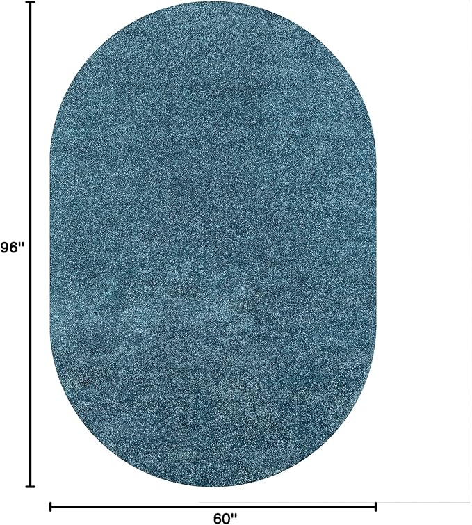 Eyely UES100H-5OV Supersoft Haze Solid Low-Pile Indoor Area Rug, Coastal, Bohemian, Minimalist, Classic, Casual for Bedroom,Kitchen,Living Room,Non Shedding,Easy-Washing, Blue, 5 X 8 Oval