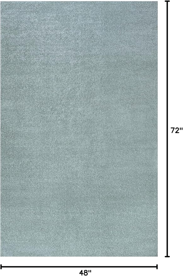 Eyely UES100S-4 Supersoft Haze Solid Low-Pile Indoor Area Rug Casual;Contemporary;Solid;Traditional, Bedroom, Kitchen, Living Room, Easy-Cleaning, Non-Shedding, 4 X 6, Light Blue