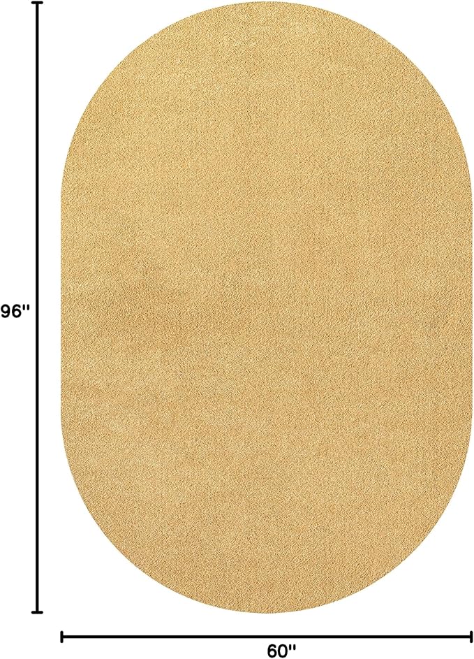 Eyely UES100B-5OV Supersoft Haze Solid Low-Pile Indoor Area Rug, Coastal, Bohemian, Minimalist, Classic, Casual for Bedroom,Kitchen,Living Room,Non Shedding,Easy-Washing, Yellow, 5 X 8 Oval