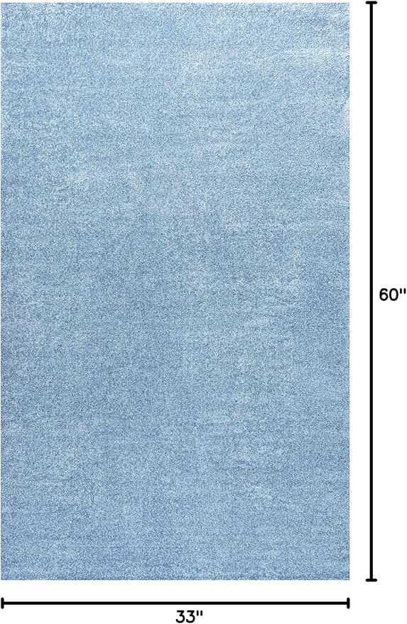 Eyely UES100F-3 Supersoft Haze Solid Low-Pile Indoor Area Rug Casual;Contemporary;Solid;Traditional, Bedroom, Kitchen, Living Room, Easy-Cleaning, Non-Shedding, 3 X 5, Classic Blue