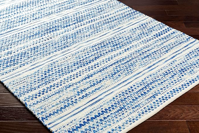 Mark&Day Wool Rugs, 9x12 Marie Global Dark Blue Area Rug, Blue Beige Carpet for Living Room, Bedroom or Kitchen (8'10" x 12')