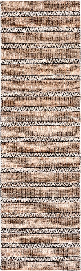 SAFAVIEH Natural Fiber Collection Runner Rug - 2'3" x 8', Black & Natural, Handmade Flat Weave Stripe Jute & Cotton Jute, Ideal for High Traffic Areas in Living Room, Bedroom (NFB655Z)