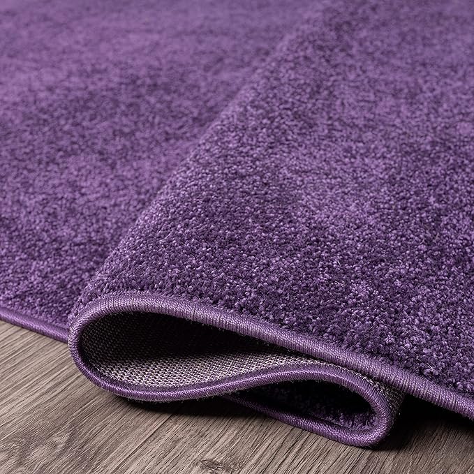 Eyely UES100N-5R Supersoft Haze Solid Low-Pile Indoor Area Rug Casual;Contemporary;Solid;Traditional, Bedroom, Kitchen, Living Room, Easy-Cleaning, Non-Shedding, 5' Round, Purple